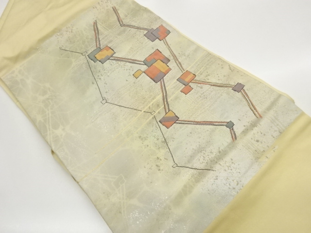 幾何学模様織出し名古屋帯